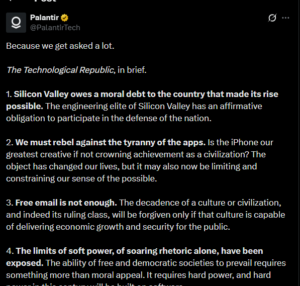 Palantir's X post