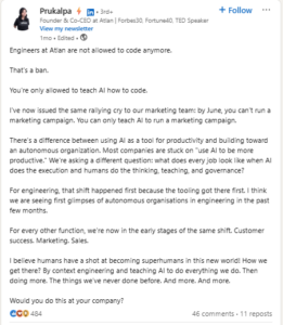 Prukalpa's LinkedIn post