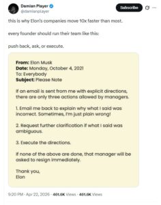 Elon Musk’s old email asking Tesla managers who do not follow orders to resign immediately goes viral