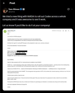 Sam Altman's X post.