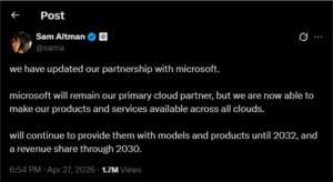 Sam Altman's X post