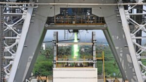 The SE2000 semi-cryogenic engine, currently under development at the Isro Propulsion Complex in Mahendragiri, Tamil Nadu, burns kerosene and liquid oxygen for higher thrust in a more compact stage than the engine it will replace. (Photo: Isro)