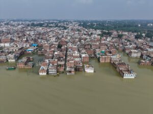 A view of a flooded area after heavy rains in Uttra Pradesh. (Photo: PTI)