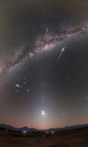 The Eta Aquarid meteor shower, caused by debris from Halley’s Comet, peaks on May 5 and 6. At its best, it can produce up to 50 shooting stars per hour. (Photo: Nasa)