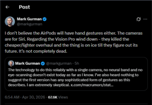 Mark Gurman's X post